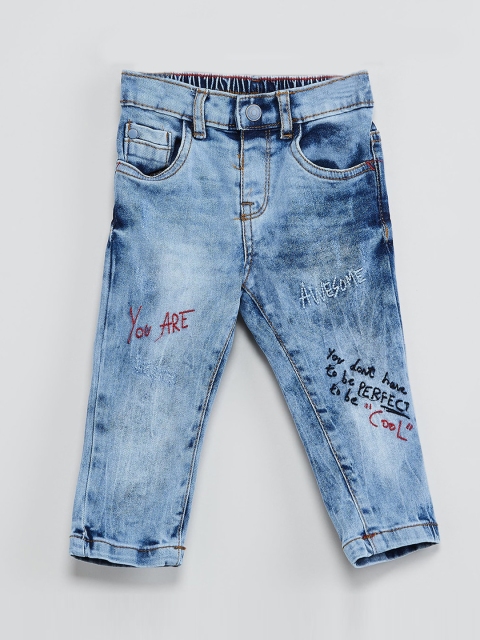 

max Boys Blue Slim Fit Mid-Rise Mildly Distressed Jeans