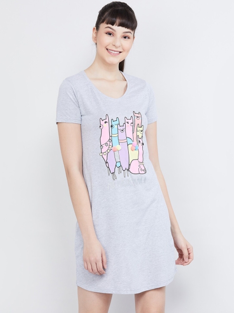 

max Women Grey Printed Sleep Shirt