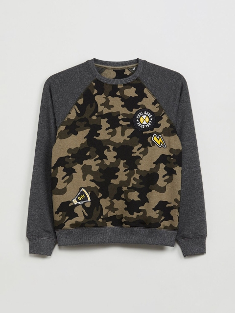 

max Boys Grey & Beige Camouflage Printed Sweatshirt