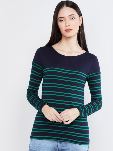 

max Women Navy Blue Striped Top