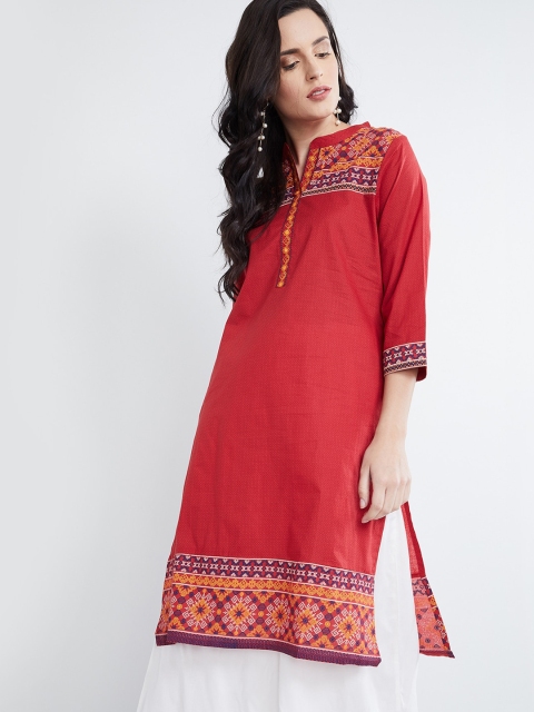 

max Women Red Floral Print Straight Kurta
