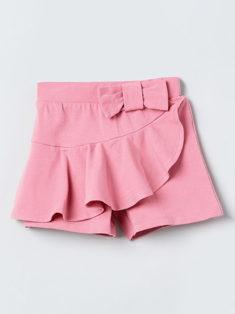 

max Girls Pink Solid Ruffled Skorts