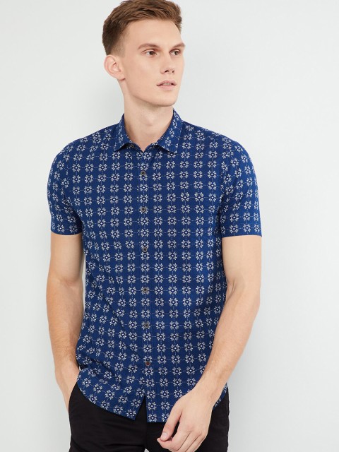 

max Men Blue Regular Fit Printed Casual Shirt