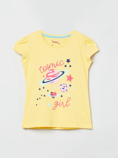 

max Girls Yellow Printed Top