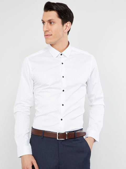 

max Men White Slim Fit Printed Casual Shirt