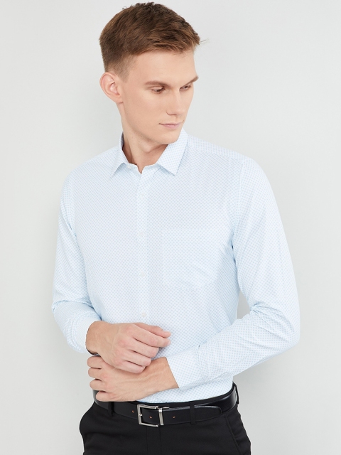 

max Men Blue Regular Fit Printed Formal Shirt