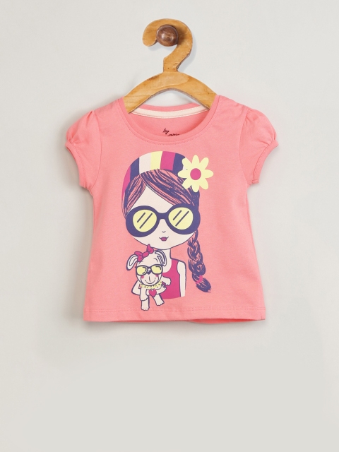 

max Girls Pink Printed Round Neck T-shirt