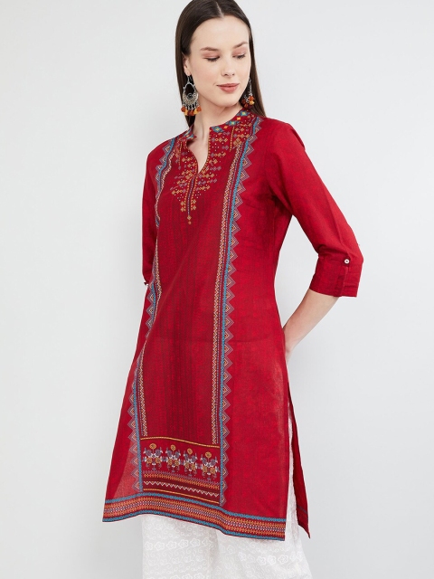 

max Women Red Printed Straight Kurta