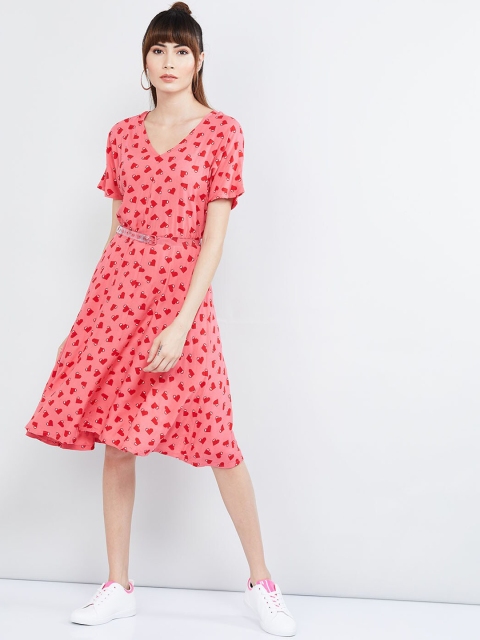

max Women Pink Printed A-Line Dress