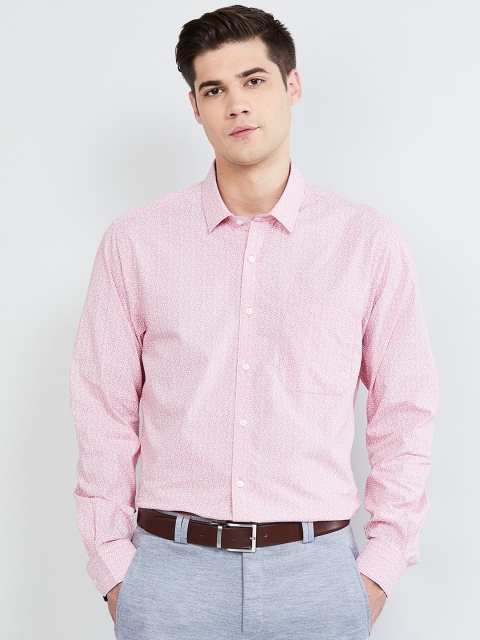 

max Men Pink & White Slim Fit Printed Casual Shirt