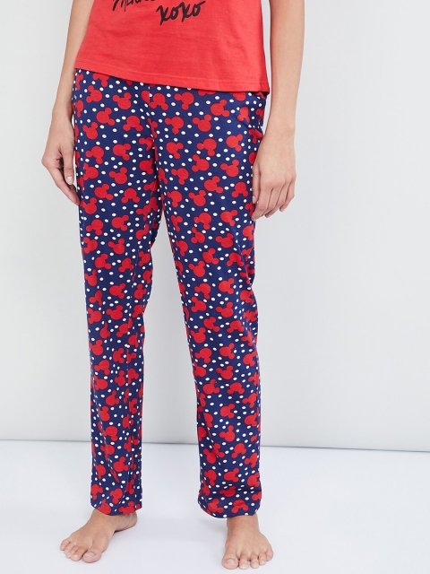 

max Women Navy Blue & Red Printed Lounge Pant