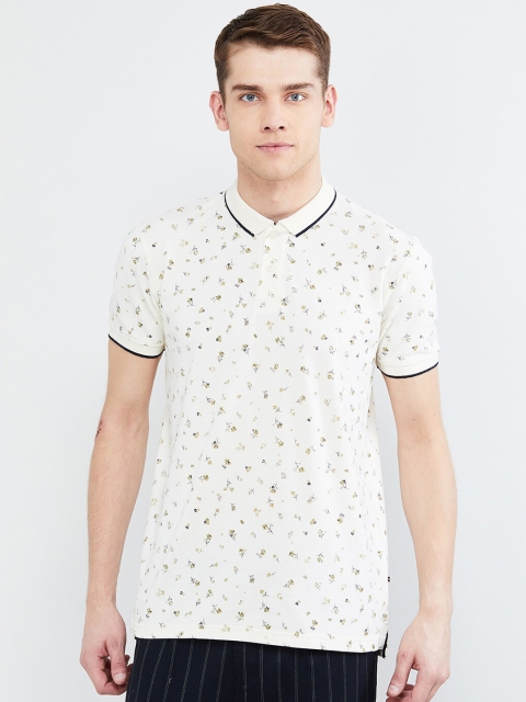 

max Men Off-White Slim Fit Printed Polo Collar T-shirt