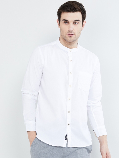 

max Men White Slim Fit Solid Casual Shirt