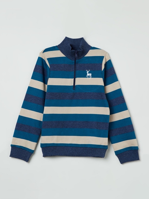 

max Boys Blue & Beige Striped Sweatshirt