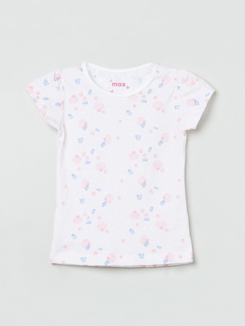 

max Girls Pink Printed Round Neck T-shirt