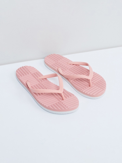 

max Women Pink Self Design Thong Flip-Flops
