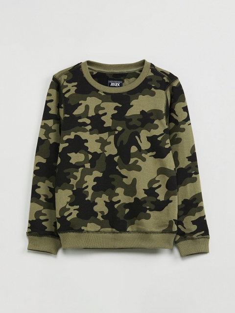 

max Boys Green Printed Sweatshirt