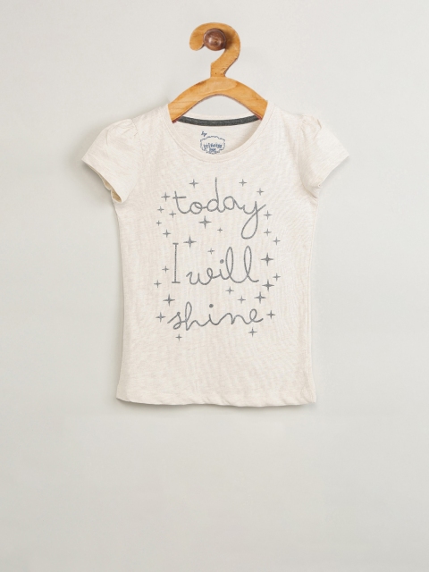 max Girls Beige Printed Top