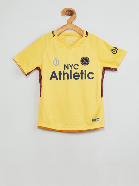 

max Boys Yellow Printed V-Neck T-shirt
