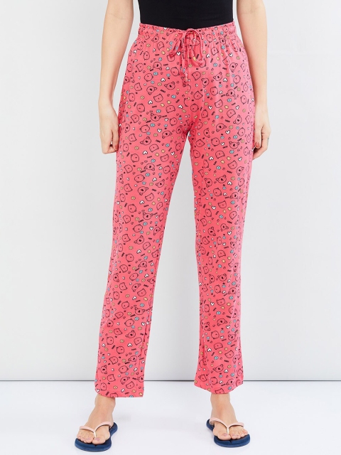 

max Women Pink & Black Conversational Print Lounge Pants