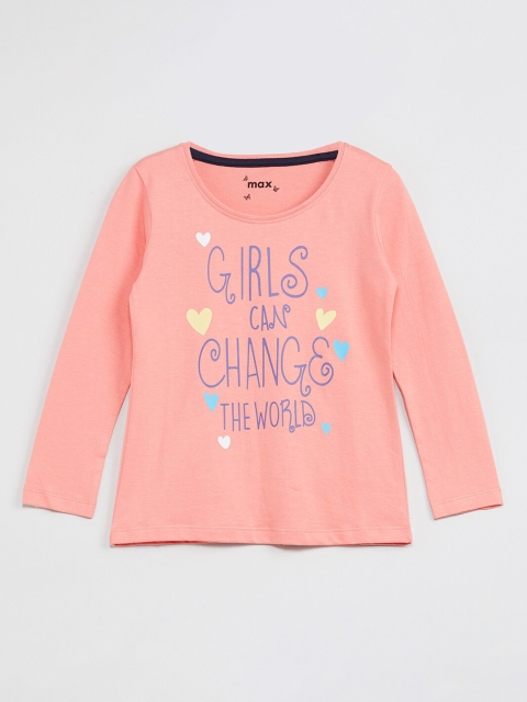 max Girls Orange Printed Top