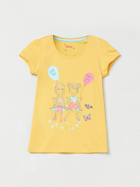 

max Girls Yellow Printed A-Line Top