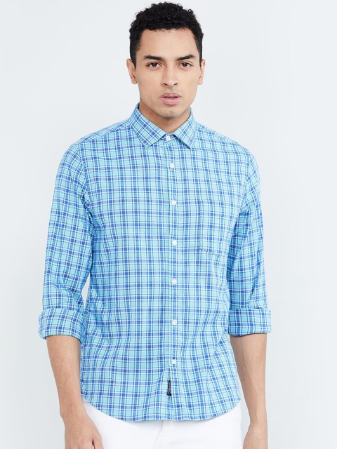 

max Men Blue Regular Fit Checked Casual Shirt