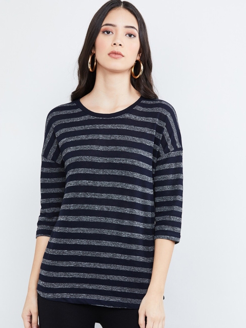 

max Women Navy Blue Striped Top
