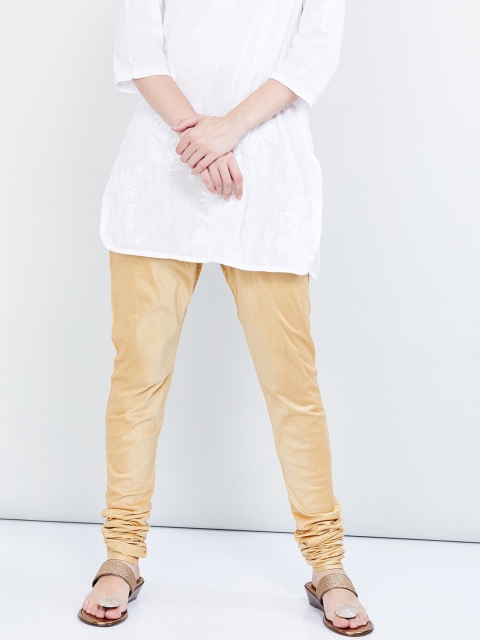 

max Women Gold-Coloured Solid Slim-Fit Churidar