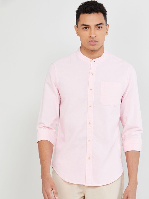 

max Men Pink Slim Fit Solid Casual Shirt