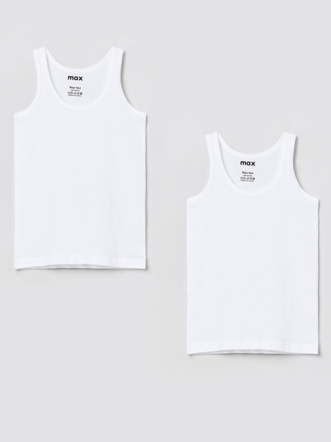 

max Boys Pack Of 2 White Solid Basic Innerwear Vests NOS20SDIN05WHITE