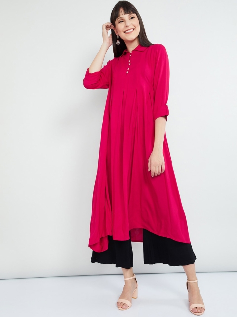 

max Women Pink Solid A-Line Kurta