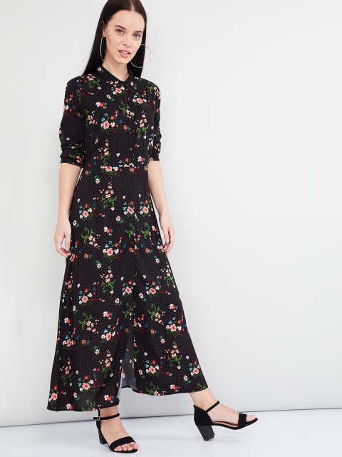 

max Women Black Printed Maxi Dress