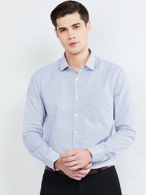 

max Men Blue Slim Fit Printed Casual Shirt