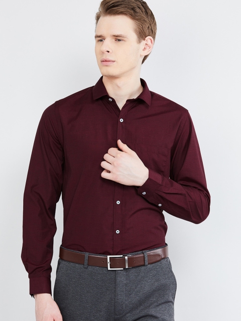 

max Men Maroon Regular Fit Solid Formal Shirt