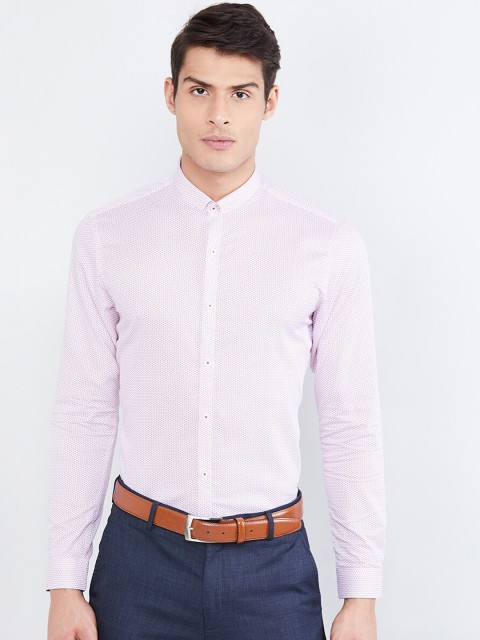 

max Men Pink Slim Fit Printed Formal Shirt