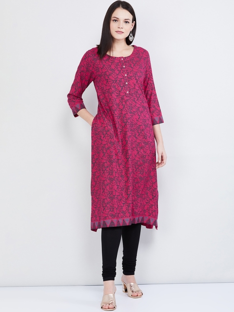 

max Women Pink Printed A-Line Kurta