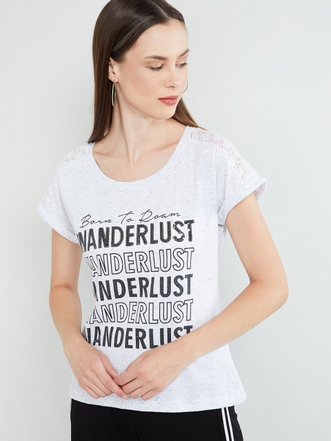 

max Women Off-White Printed Halter Neck T-shirt