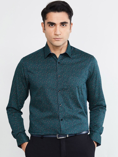 

max Men Green Slim Fit Floral Printed Formal Shirt