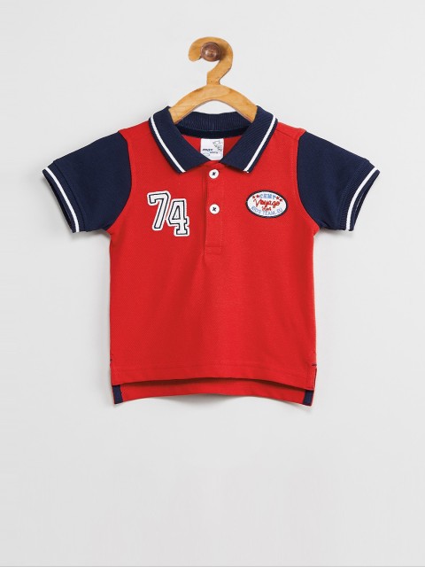 

max Boys Red Solid Polo Collar T-shirt