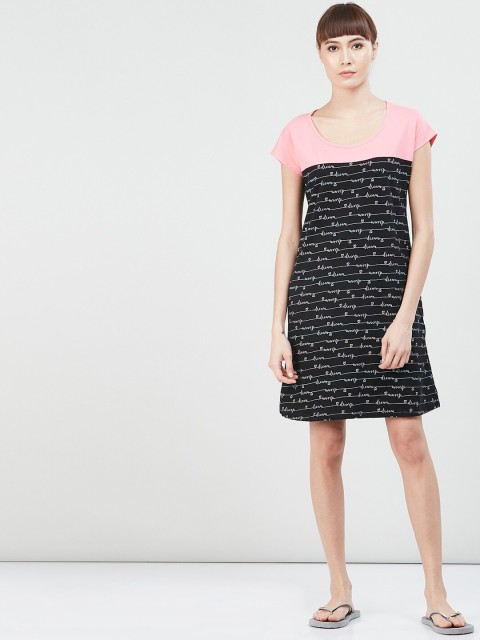 

max Black & Beige Striped Nightdress