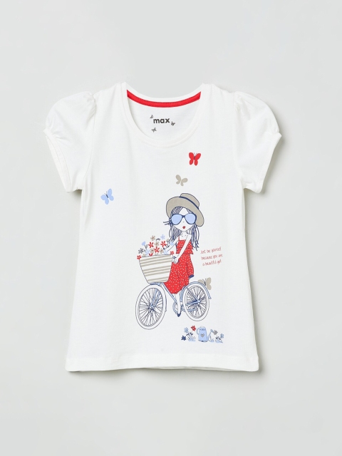 

max Girls Off-White Printed A-Line Top