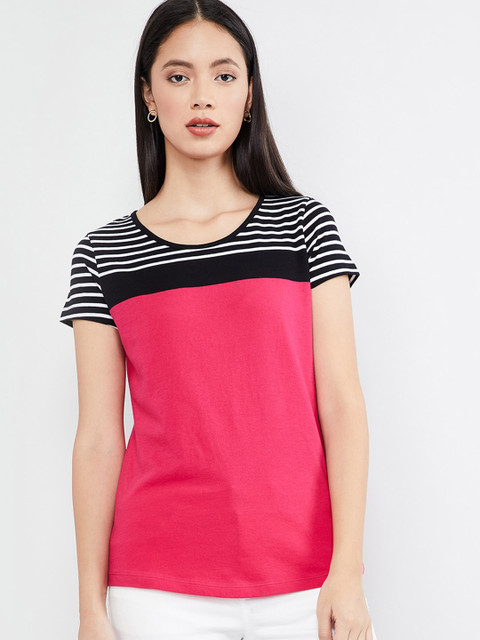 

max Women Pink Striped Top