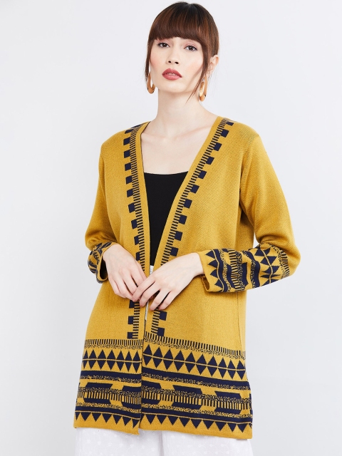 

max Women Mustard Yellow Printed Tailored Jacket