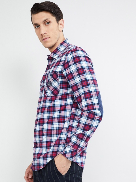 

max Men Blue & Red Slim Fit Checked Casual Shirt