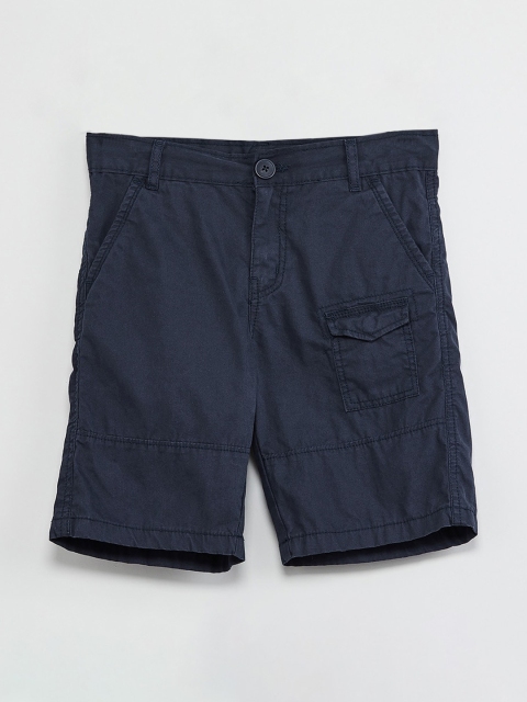 

max Boys Navy Blue Solid Cargo Shorts