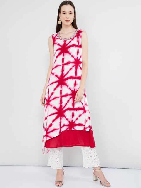 

max Women Pink & Red Dyed Straight Kurta