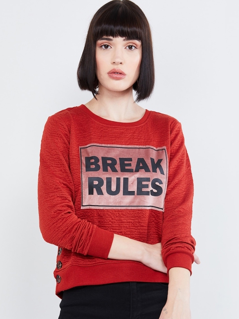 

max Women Red & Black Printed Sweatshirt
