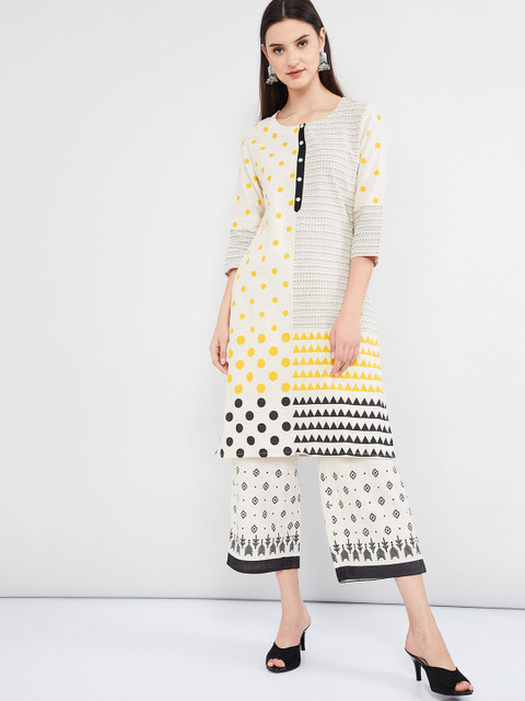 

max Women Off-White Printed A-Line Kurta