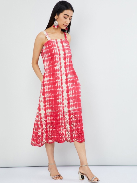 

max Women Red & White Printed A-Line Dress